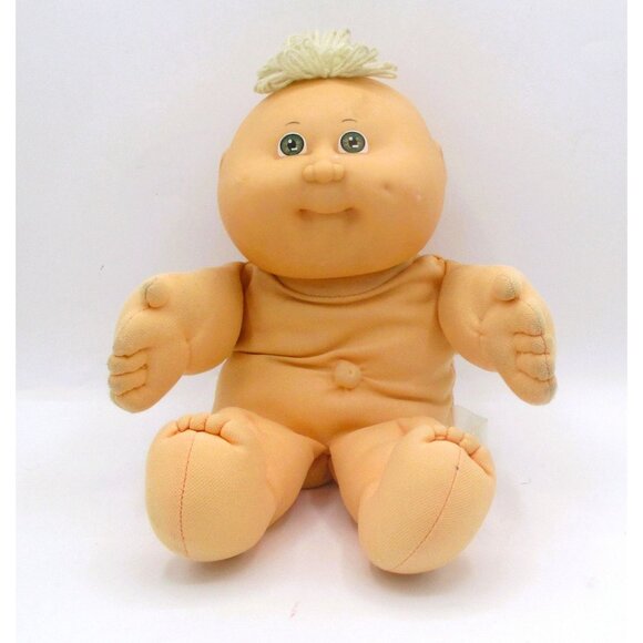 Vtg CPK Baby Doll With Green Eyes Blonde Tuft Bean Bag Butt Outfit 12" - Picture 9 of 9